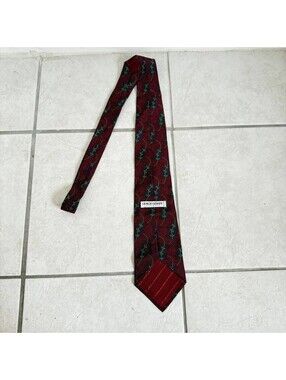 Vintage Giorgio Armani Cravatte Silk Tie Burgundy Floral 90s Designer Italy